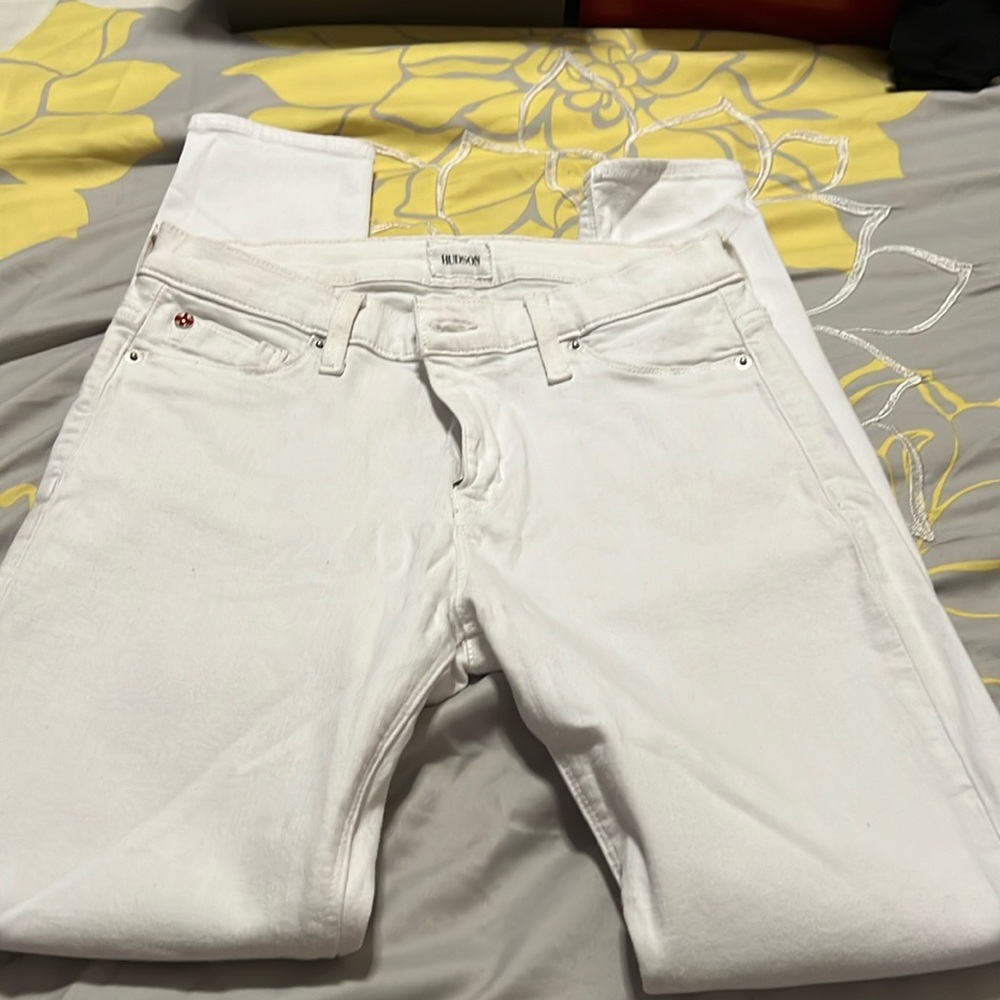 Hudson Nico mid rise supper skinny jeans style number #WM407DIY white